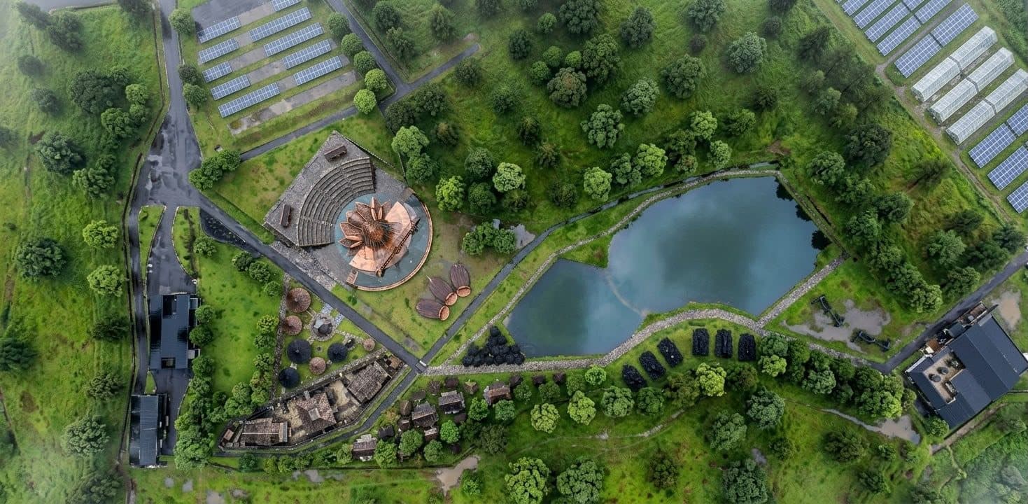 Lakeside park masterplan seen from above